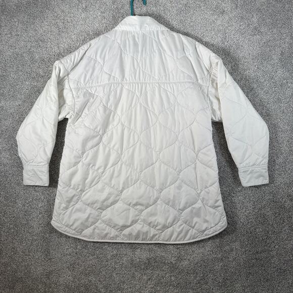 Nike Quilted Shirt Jacket Mens Small White Snap Front Puffer Pockets FB8732-133 - Picture 13 of 15